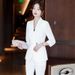 Women's Blue Suit Set Professional Office Blazer And Pants Slim Fit Elegant Business Formal Wear_ecoleips.com
