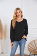 2025 Autumn And Winter Women's Round Neck Pleated Long Sleeved Casual Top T-shirt_ecoleips.com