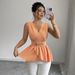 2026 Eurean And American Fashionable Solid Color V-Neck Sleeveless Waist-Cinching Irregular Lace_ecoleips.com