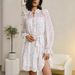 Talenza Print Chiffon Dress Women's Ruffled Neckline Lace Up Puff Sleeve See Through Dress 2025 Female Elegant Retro Loose Dress_ecoleips.com