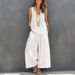 Women's Clothing Women's Solid Color Cotton Linen Set Casual Sleeveless Vest Wide Leg Pants For Formal & Casual For Women_ecoleips.com