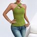 New Halter Neck Sleeveless Brushed Ribbed Knit T-Shirt Top Fashionable And Versatile_ecoleips.com