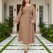 Exclusive Cross-border Plus-size Muslim Dress, New Autumn Style, Round Neck, Tie-waist, Contrasting Color Ll-sleeve_ecoleips.com
