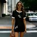 Women's Summer Casual Loose Fit T-Shirt Short Sleeve Letter Print Relaxed Vacation Style Dress_ecoleips.com