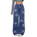 Women High Waist Wide Leg Jeans, Floral Rhinestone Embellished Loose Denim Trousers For Daily Streetwear_ecoleips.com