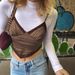 Cross-border European And American Style Lace Trim Vintage Brown Backless V-neck Camisole Women's Sleeveless Top_ecoleips.com