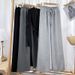Women's High Waist Wide Leg Pants - Soft Linen Blend Fabric, Comfortable Loose Fit Casual Trousers For Summer & Spring, Straight Cut With Pockets_ecoleips.com