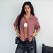Women's Clothing Five-Sleeve Plaid Top - Spring Summer Fashion Blouse With Unique Sleeve Design Spring Layering Piece_ecoleips.com
