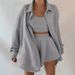 Women's Clothing Long Sleeved Jacket Shorts Vest Three Piece Sports Casual Sweater Suit_ecoleips.com