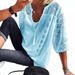 Aria Basics Aria Basics Cross-Border 2023 New Blouse European And American Lace Hollow Out Patchwork U-Neck Three-Quarter_ecoleips.com