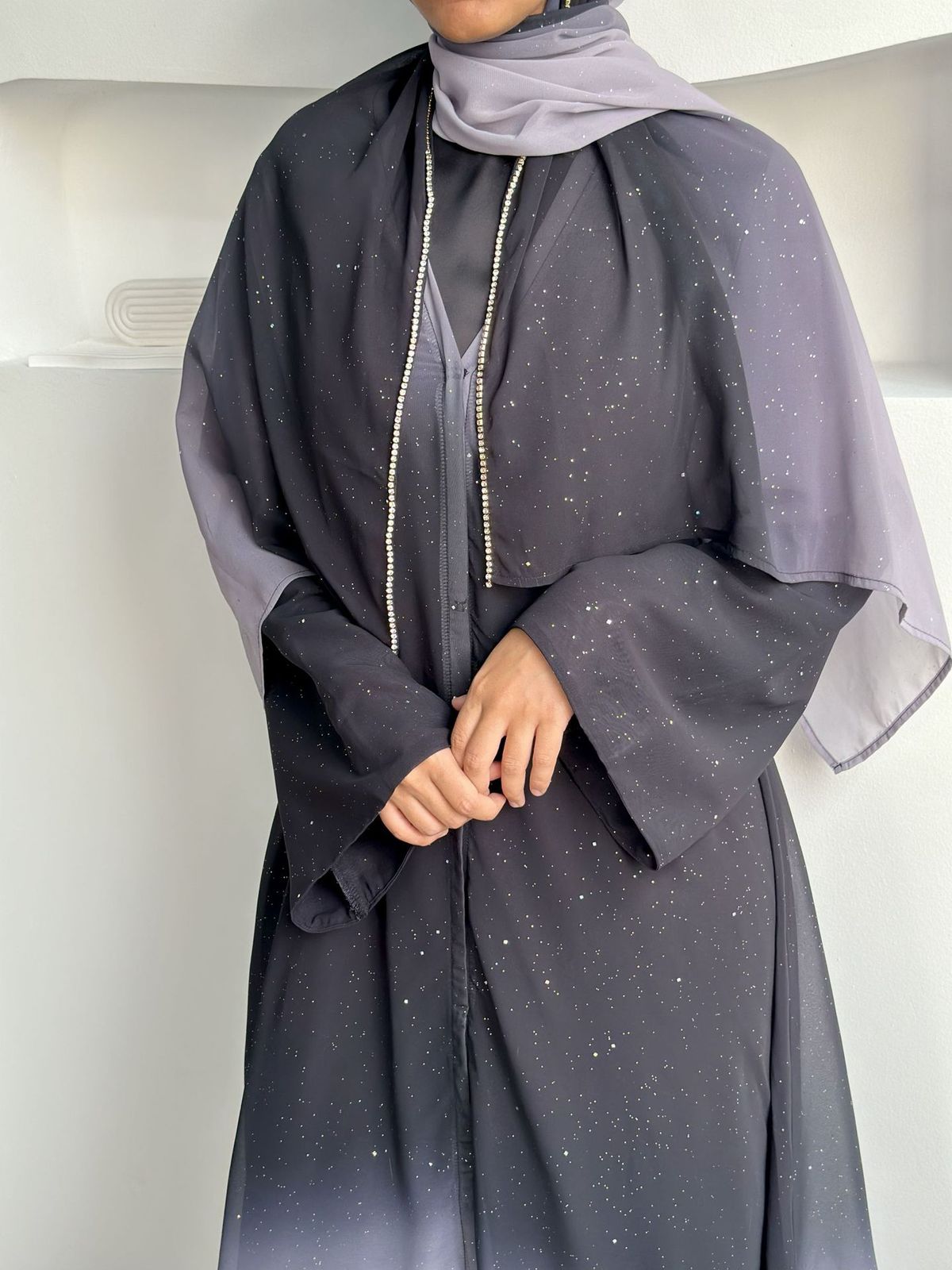 Verve Gradient Cardigan Robe Women's Headscarf Set Abaya_ecoleips.com