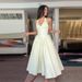 2024 New Summer French Style Elegant Fashion Halter V Neck Waist Cinched Big Swing Dress For Women_ecoleips.com