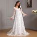 Women's Clothing Large Size V Neck Long Sleeve Sexy Backless White Big Swing Wedding Wedding Dress_ecoleips.com