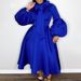 Plus-size Women's Winter With Puff Sleeves, Tie Bow, Large Hem, Party Dress, European And American Style Dress_ecoleips.com