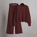 Women's Casual Knit Sweater Wide Leg Pants Set Cozy Autumn Winter Outfit Loose Fit Comfortable Stretch Fabric_ecoleips.com