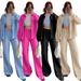 Women's Clothing Spring And Summer New Pure Color Cotton Long Sleeve Cardigan Women's Loose Shirt Casual Pants Set_ecoleips.com