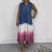 Independent Website Tie Dye Tencel Denim Long Sleeveless Blue And White Dress For Women_ecoleips.com