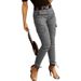 Women's Clothing Women's Mid-Waist Button Detail Trousers Style Solid Color Pockets Cuff Overalls For Formal & Casual_ecoleips.com