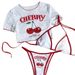 Women's Cherry Print Bikini Set – Adjustable Ties & Ruffled Apron Style Swimwear, Quick-Dry Polyester (8 Colors, S-Xl)_ecoleips.com