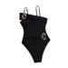 Women's Glossy Fabric One Piece Swimsuit With Metallic Trim Thin Straps New 2026 Style_ecoleips.com