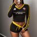 Women's Clothing Slim Sexy Elastic Print Sports Style V Neck Long Sleeved Top Shorts Suit For Women_ecoleips.com