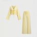 Women's Casual Two-Piece Set - Striped Long Sleeve Tie-Front Top & Wide Leg Pants, Comfortable & Stylish Outfit For Spring_ecoleips.com