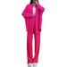 Fashionable European American Women's Casual Set Long Sleeve Shirt Wide Leg Pants 2 Piece Set Autumn Winter Loose Stretch Wrinkled_ecoleips.com