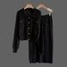 Elegant Knit Two-piece Set Women's Fall Winter Turtleneck Sweater & Midi Skirt Outfit - Slim Fit Button Down Cardigan & A-line Skirt_ecoleips.com