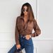 Women's Clothing Autumn Fashion All Match Solid Color Button Shirt Long Sleeve Shirt Women_ecoleips.com