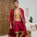 Voya New European And American Baroque Style Satin Robe Shorts Set Nightgown Men's Homewear_ecoleips.com