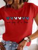 European And American Cross-border Foreign Trade Women's Clothing, Simple Heart-printed Round-neck Short-sleeve T-shirt_ecoleips.com