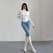 Voya Women's Pure Desire Sexy Style T-shirt For Spring And Summer, High Neck, Slim Fit, Revealing Figure, Inner Top_ecoleips.com