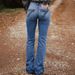 Aria Basics Cross-border European American Foreign Trade, Women's Blue Jeans With Embroidered Back Pocket, Loose Fit And Wide Leg_ecoleips.com