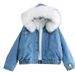 Stylish Winter Hooded Fleece-Lined Denim Jacket For Women - Cozy Short Padded Coat With Sherpa Lining (Pink, Gray, White)_ecoleips.com