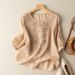 Women's Clothing Summer New Cotton And Linen Mid Sleeve Ladies Shirt Heavy Embroidery Loose Artistic Retro Thin Top White_ecoleips.com