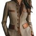 Women's French Retro Velvet Color-Block Wool Coat High-End Suit Collar Casual Slim Fit Blazer Top In Black/Gray Long Sleeve_ecoleips.com