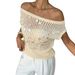 Women's Y2K Hollow Out Shell Pattern Loose Knit Top Spring Summer_ecoleips.com