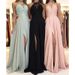 Women's Clothing Halter Lace Chiffon Dress Prom Evening Dress Slit Long Dress New_ecoleips.com