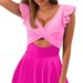 One Piece Lotus Leaf Cross Skirt Split Swimsuit Tankini Female New Arrival Hot Sale Women's Swimwear_ecoleips.com