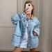 Women's Clothing Denim Jacket For Women Brown Color Block Lapel Autumn New Fashion_ecoleips.com