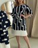 Women's Clothing Temperament Round Neck Striped Splicing Pleated Dress_ecoleips.com