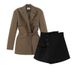 Effortless Sophistication – Plus Size Spring Suit Set With Waist-Defining Blazer & High-Waisted Short Skirt, Modern Work-to-Wine Ensemble_ecoleips.com