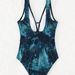 Floral Print One-Piece Swimsuit – Deep V-Neck & Adjustable Bow Straps (S/M/L) – Sexy & Supportive Swimwear For Beach & Pool_ecoleips.com