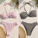Women's Clothing Bikini Split Striped Print Swimsuit Female Sexy Beach Vacation Swimsuit Spot_ecoleips.com