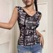 Summer Printed T-Shirt For Women Sleeveless Hollow Out Backless Slim Fit Elegant Top Style_ecoleips.com