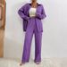 2025 Spring And Autumn Women's Solid Color Draped Loose Smooth Pleated Casual Two-Piece Set_ecoleips.com