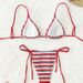 Women's Clothing Sexy Striped Low Waisted Swimsuit Bottoms Tie Front Bikini Set Specialty Fabrics_ecoleips.com