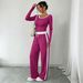 Women's Casual Two-Piece Set – High-Waisted Wide-Leg Pants & Comfortable Color-Block Top, Stretchy Lounge Outfit For Everyday Chic_ecoleips.com