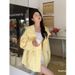 Yellow High-end Trench Coat New Korean-style Loose And Versatile Casual Hooded Work Jacket For Women, Spring_ecoleips.com