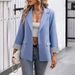 Women's Longline Notch Lapel Blazer Jacket 3/4 Sleeve Lightweight Stretch Trench Style Formal Casual Outerwear for Spring Autumn_ecoleips.com